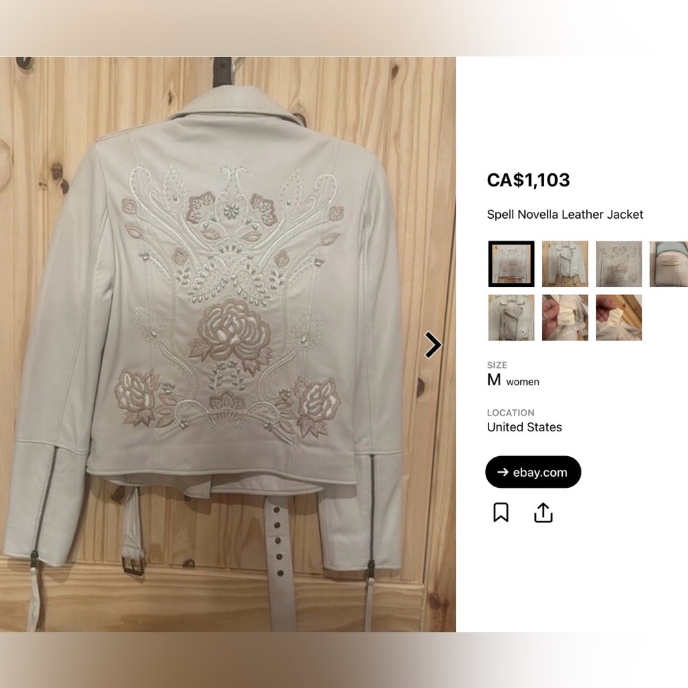 SPELL NOVELLA BIKER LEATHER JACKET (L) - Picture 10 of 11